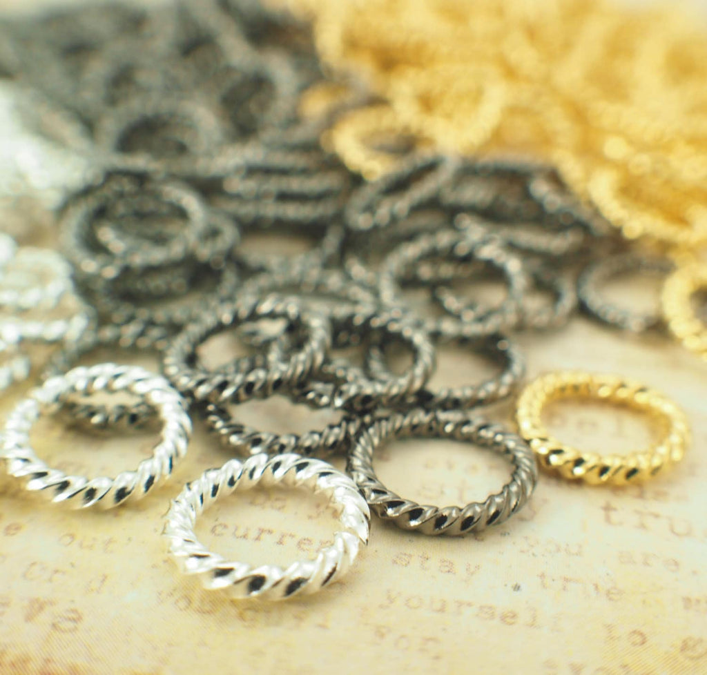 100 Fancy Silver Plate, Gold Plate, Rose Gold Plate or Gunmetal Jump Rings 14 gauge 10mm OD - Best Commercially Made - 100% Guarantee