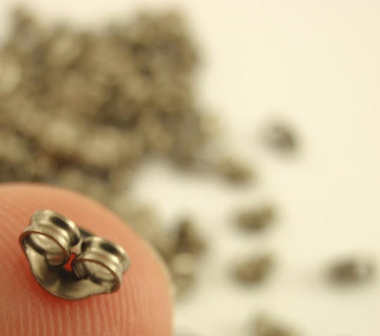 10 Pairs Titanium Ear Nuts, Backs, Clutches, ThiNgS - Small or Medium, Natural Silver or Anodized
