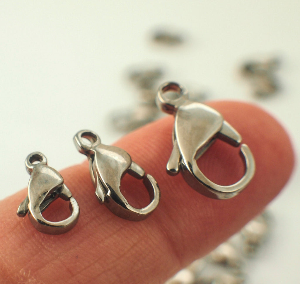 1 Titanium Lobster Clasp - Teardrop Style - Small, Medium or Large - Natural Silver - 100% Guarantee