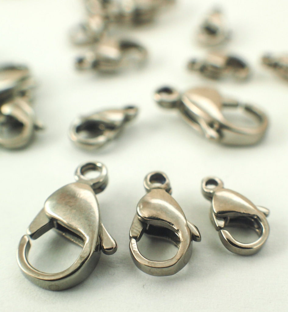 1 Titanium Lobster Clasp - Teardrop Style - Small, Medium or Large - Natural Silver - 100% Guarantee