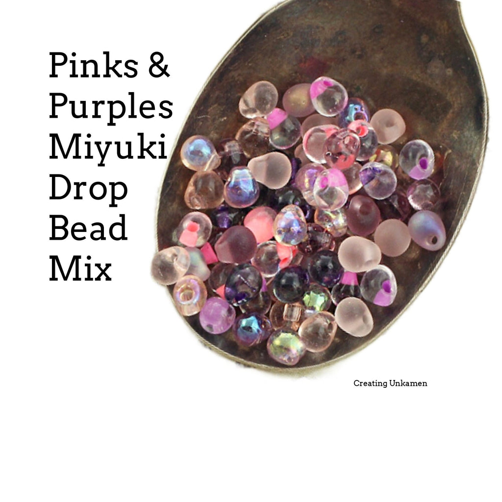 Pinks and Purples Miyuki Glass Drop Bead Mix or Any Color in Mix