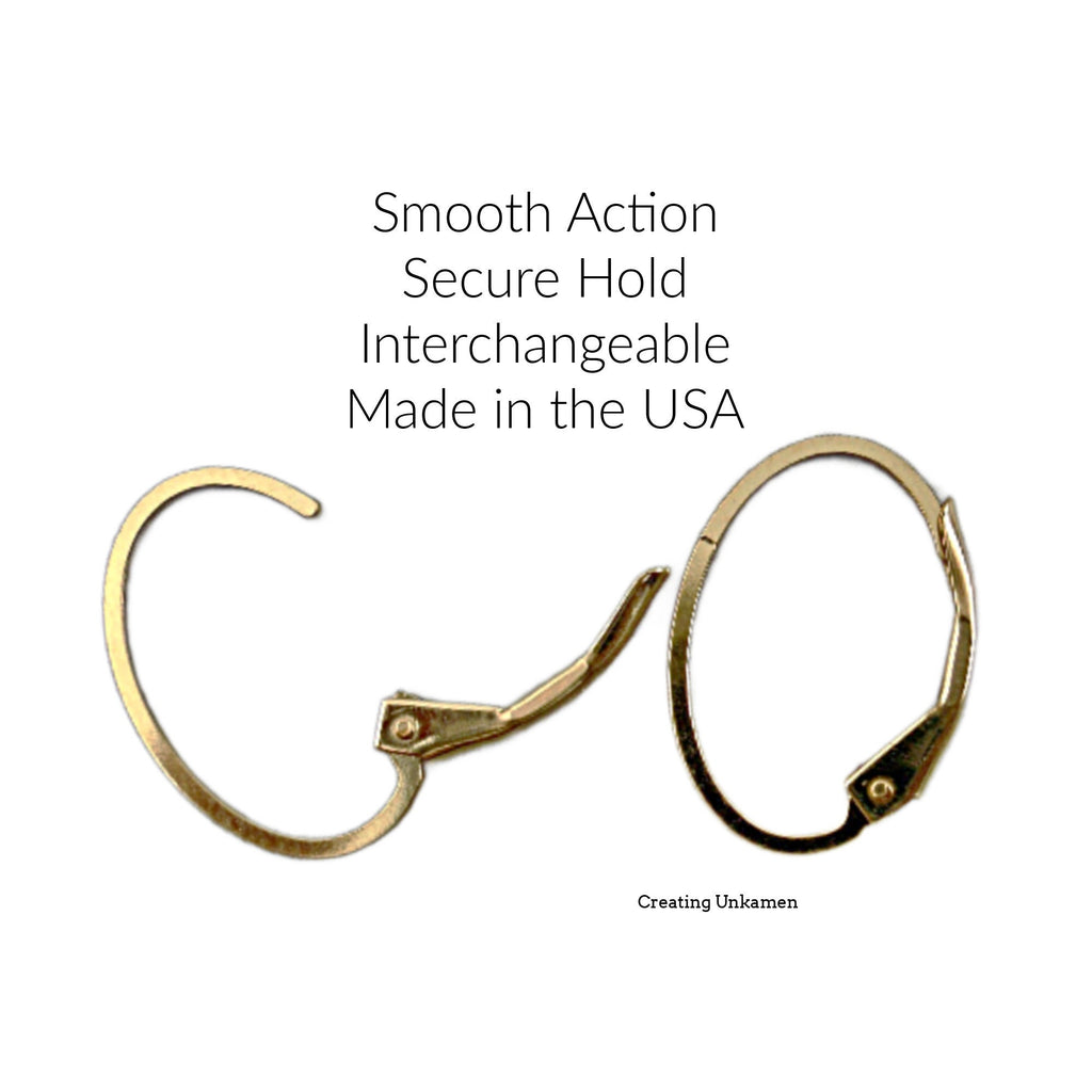 1 Pair Oval Leverback Ear Wires - Interchangeable in Sterling Silver or 14kt Gold Filled