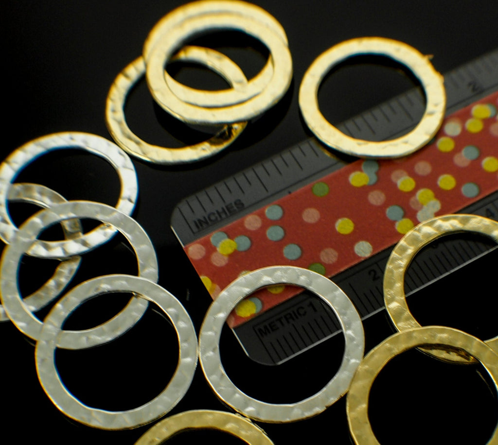 6 Premium Hammered Round Components - 27mm - Gold or Silver Plated - 100% Guarantee