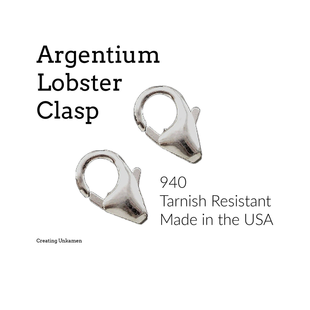 1 Argentium Sterling Silver Lobster Clasp - 8mm X 5mm - Non Tarnish - 100% Guarantee