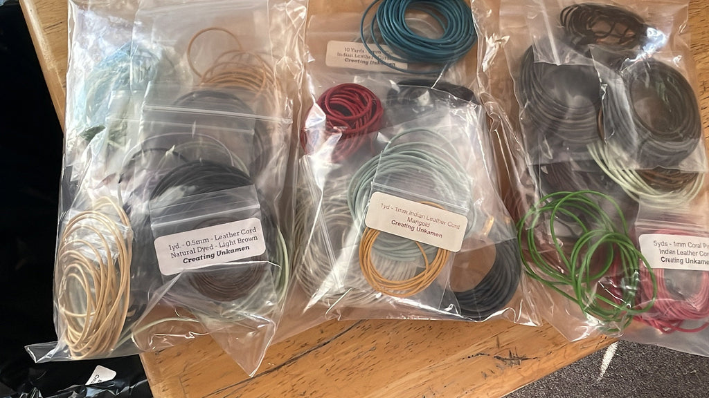 3 Ounces of Leather Cord Destash - 0.5mm, 1mm, 1.5mm, 2mm - Wide Variety of Colors Grab Bag