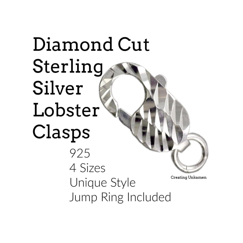 1 Sterling Silver Diamond Cut Oval Lobster Clasps in 10mm, 12mm, 14mm or 16mm - 100% Guarantee