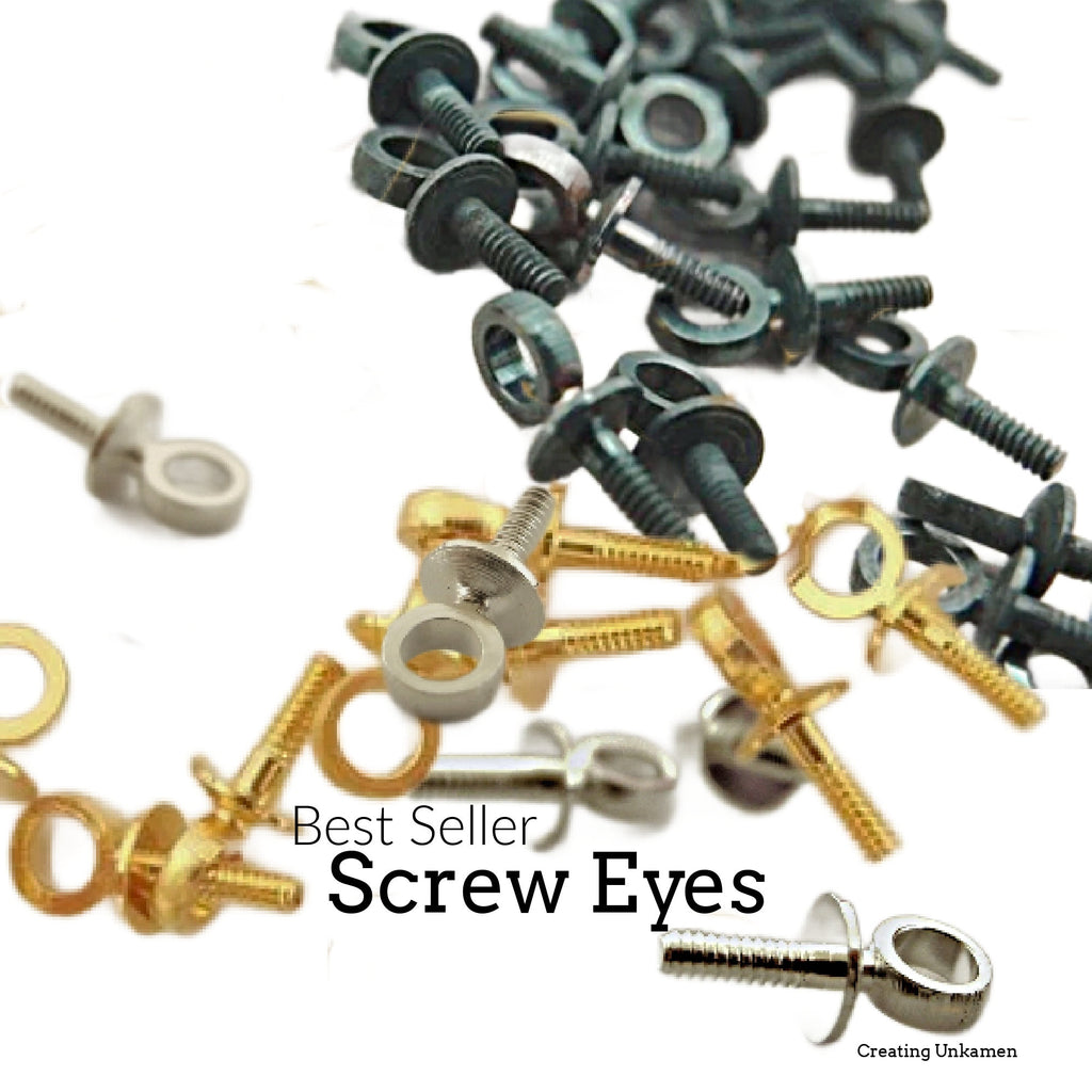 25 Screw Eyes - Silver Plate, Gold Plate or Antique Brass - 7mm X 3mm