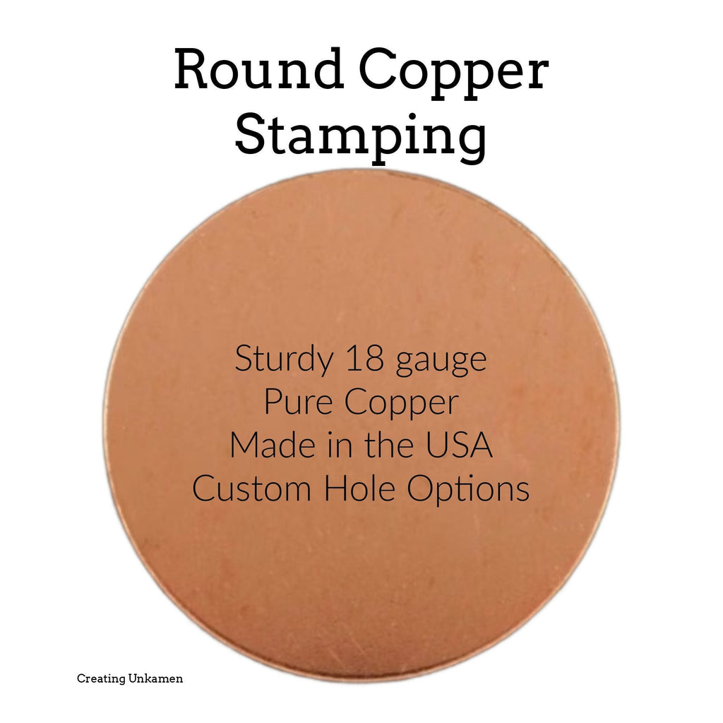 Round Copper & Antique Blanks in 15 Sizes From 10mm to 63.5mm Stamping Disc With Jump Rings - 18 gauge - Extra Sturdy