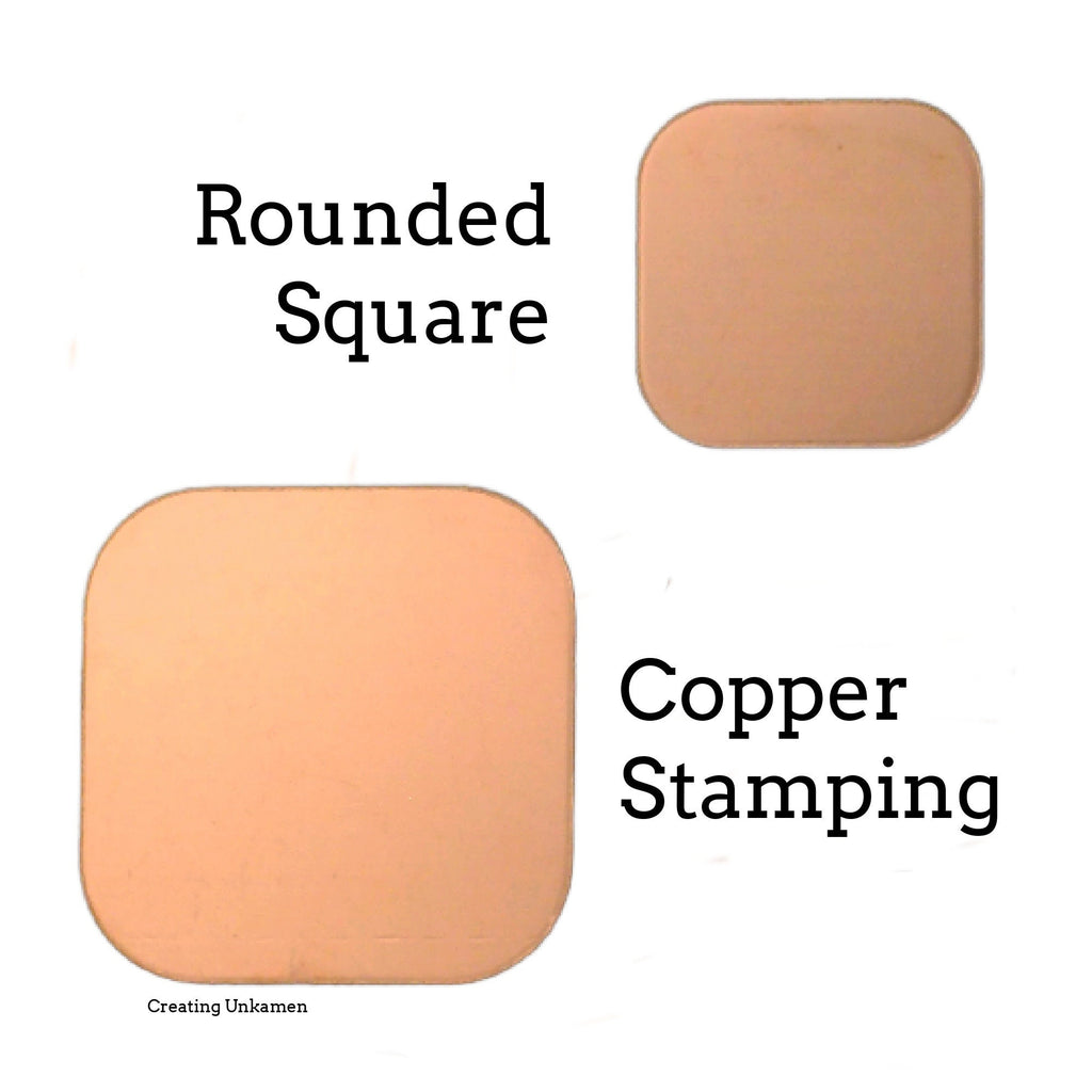 Rounded Square Copper Blanks - 18mm or 26mm - Extra Sturdy 18 gauge
