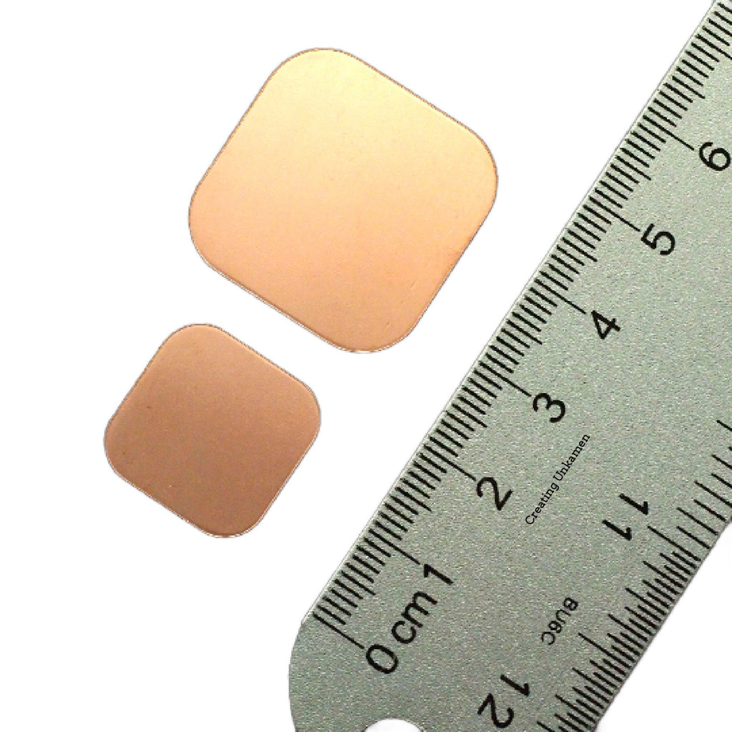 Rounded Square Copper Blanks - 18mm or 26mm - Extra Sturdy 18 gauge