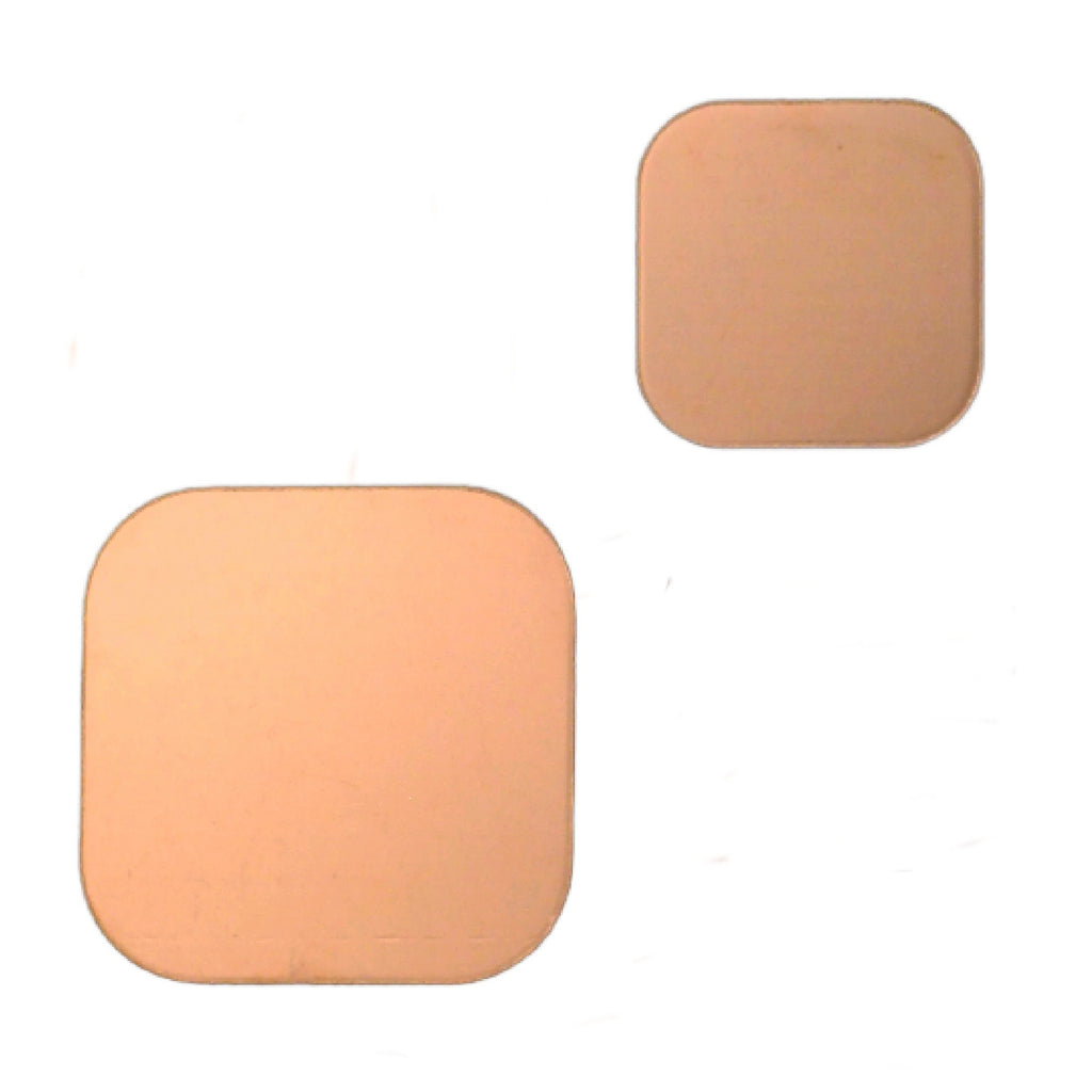 Rounded Square Copper Blanks - 18mm or 26mm - Extra Sturdy 18 gauge