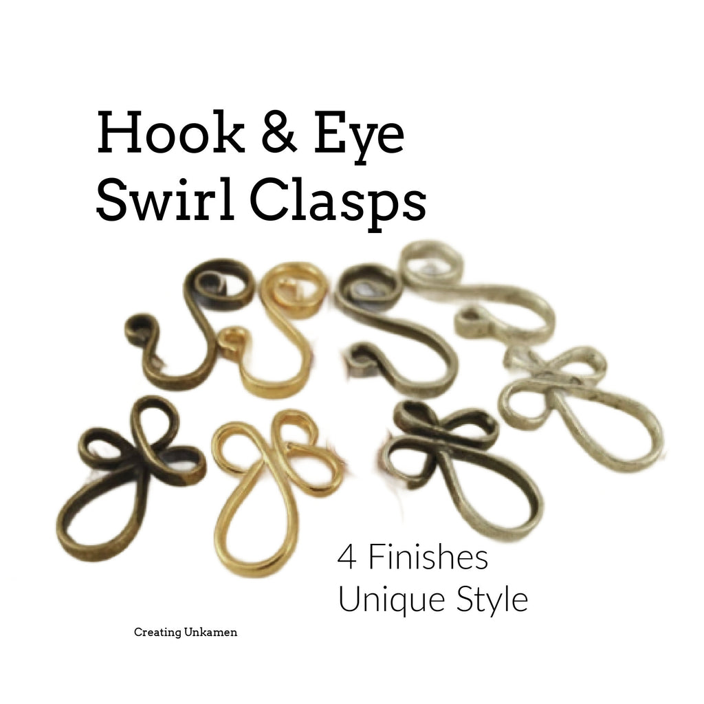 4 Petite Hook and Eye Clasps - 22mm X 8.5mm - Silver Plated, Gold Plated, Antique Silver or Antique Gold - 100% Guarantee