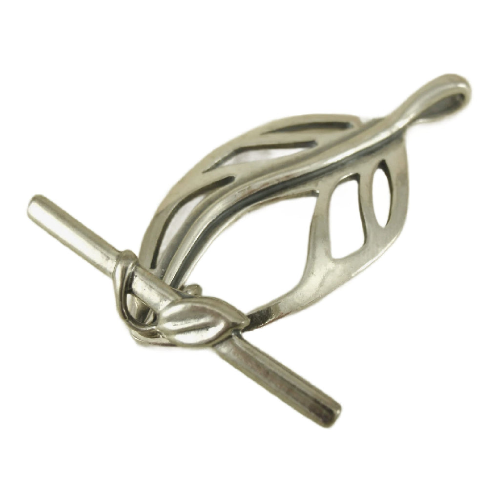 1 Sterling Silver Leaf Clasp - Unique Toggle - Large 40mm X 18mm