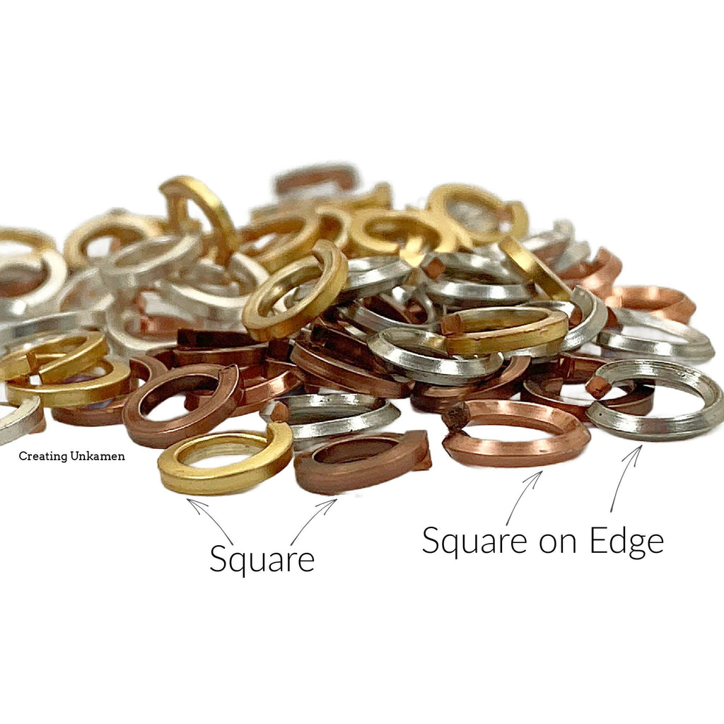 25 Square Wire Jump Rings - Silver Plate, Gold Color, Titanium Colored, Antique Copper, Non Tarnish Copper, Vintage Bronze