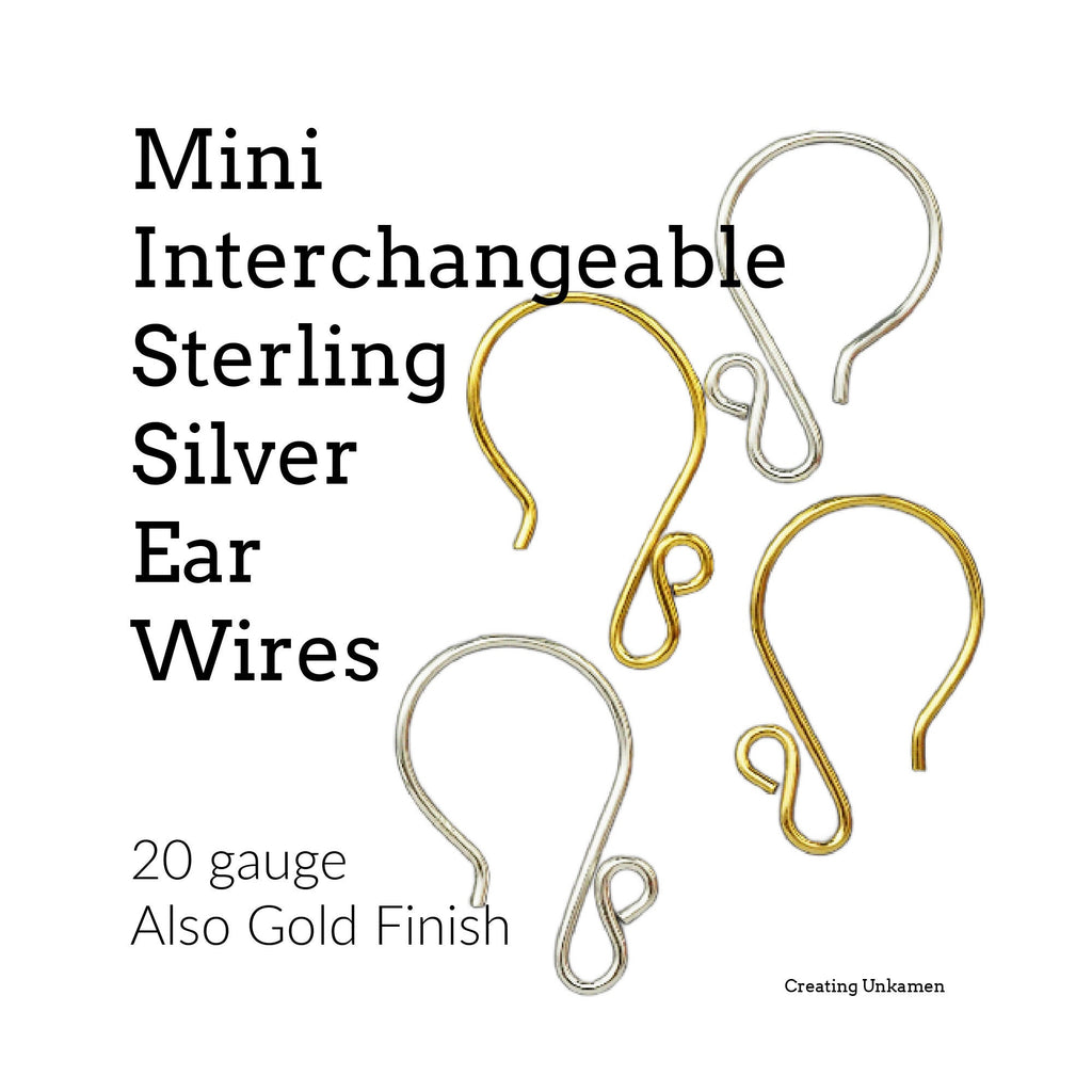 2 Pairs Mini Interchangeable Sterling Silver Ear Wires - Also Available in Gold Finish - 100% Guarantee