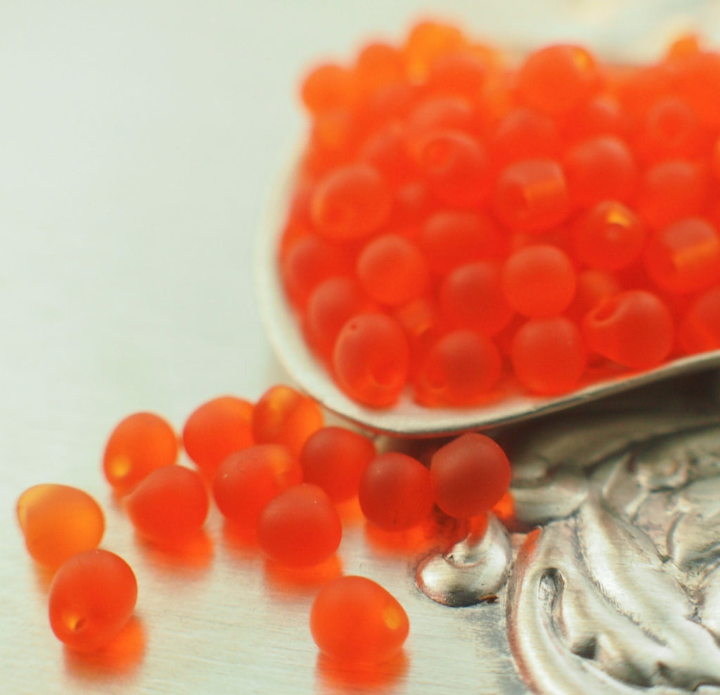 Miyuki DP-177 Transparent Orange Glass Drop Beads - Perfect for Shaggy Bracelets, Earrings or Beading