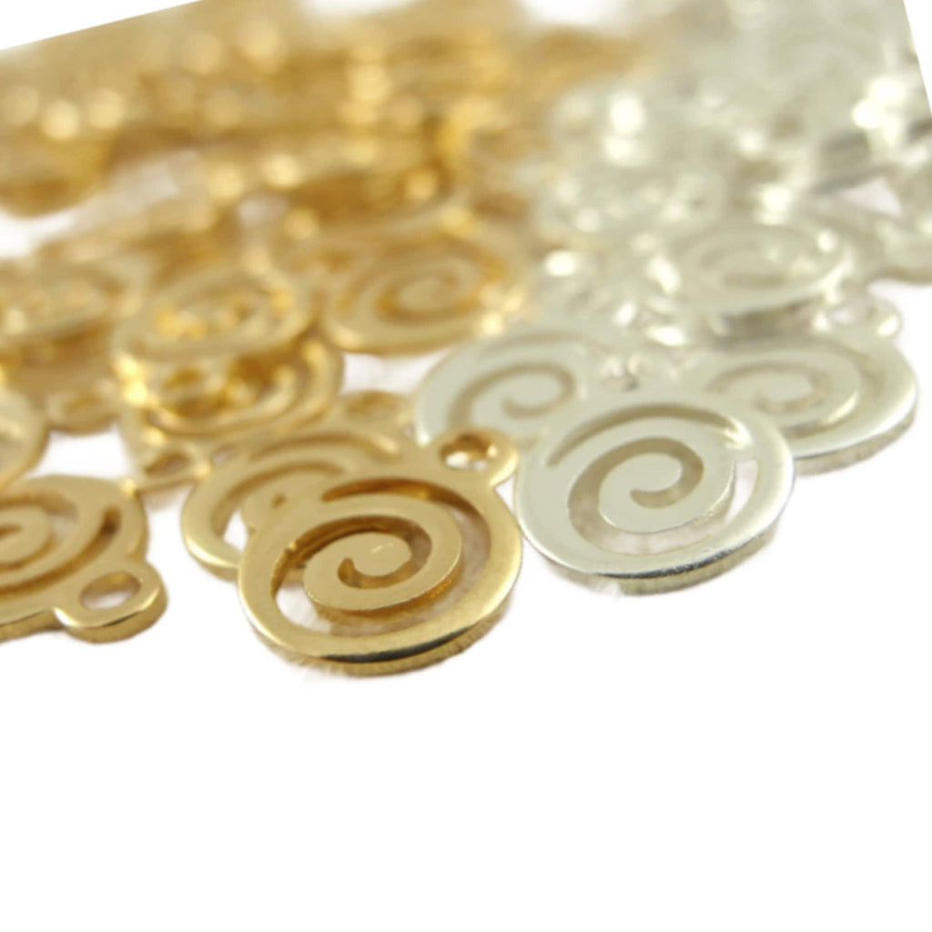 25 Silver or Gold Plated Swirl Charms - 7mm Drops - 100% Guarantee