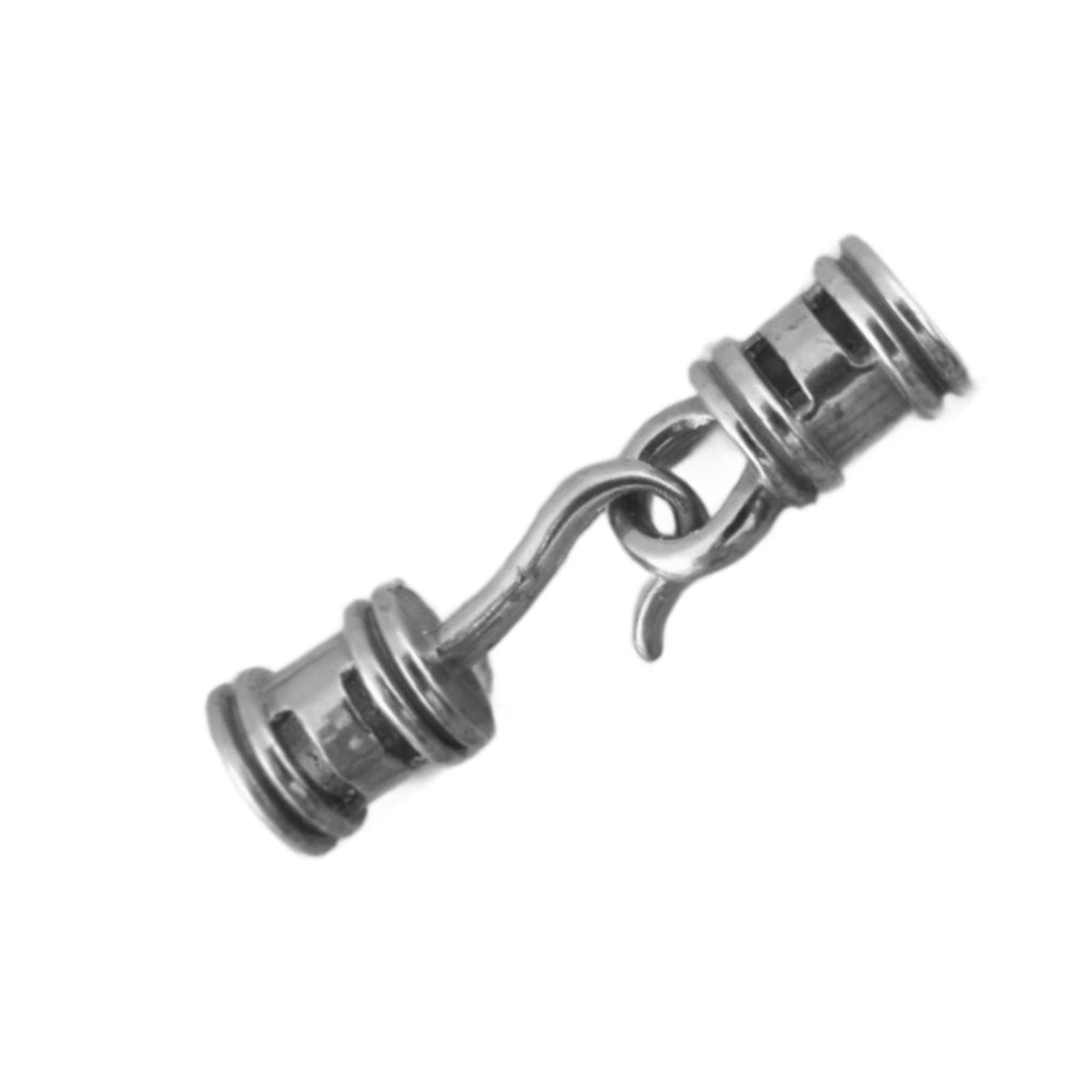 1 Set Bronze, Copper or Sterling Silver Cord Crimp Style Hook and Eye Clasp - 25mm X 6mm - Made in the USA