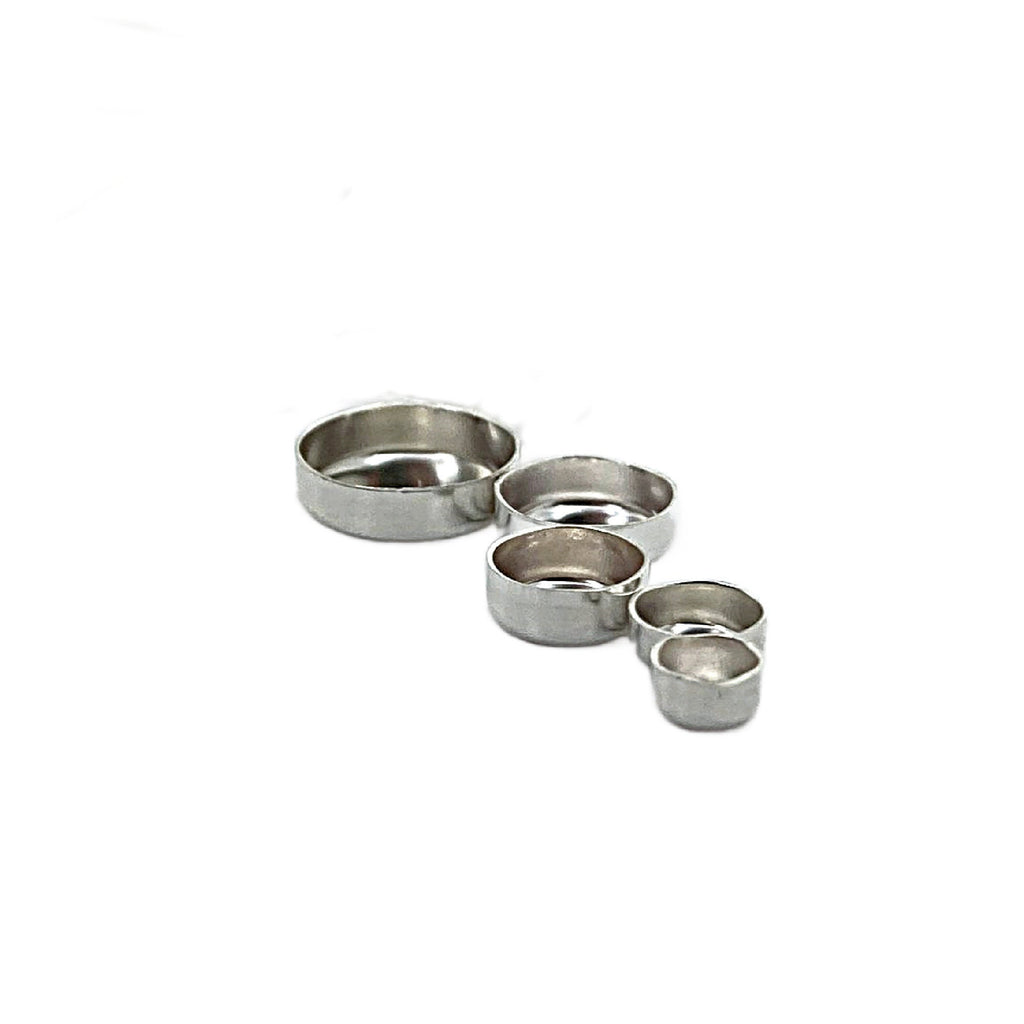 4 Argentium Sterling Silver Plain Round Bezel Cups - 4mm, 5mm, 6mm, 8mm, 10mm - Made in the USA