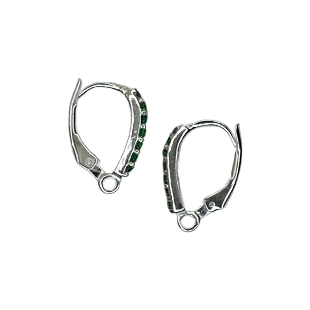 1 Pair Sterling Silver CZ Leverback Ear Wires - 16mm X 11mm - Clear, Red, Blue, Green