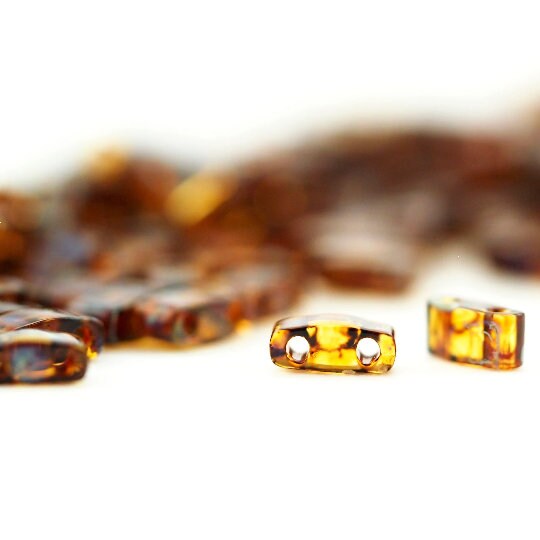 Miyuki 4502 Transparent Dark Topaz Picasso Tila & Half Tila Beads - 100% Guarantee