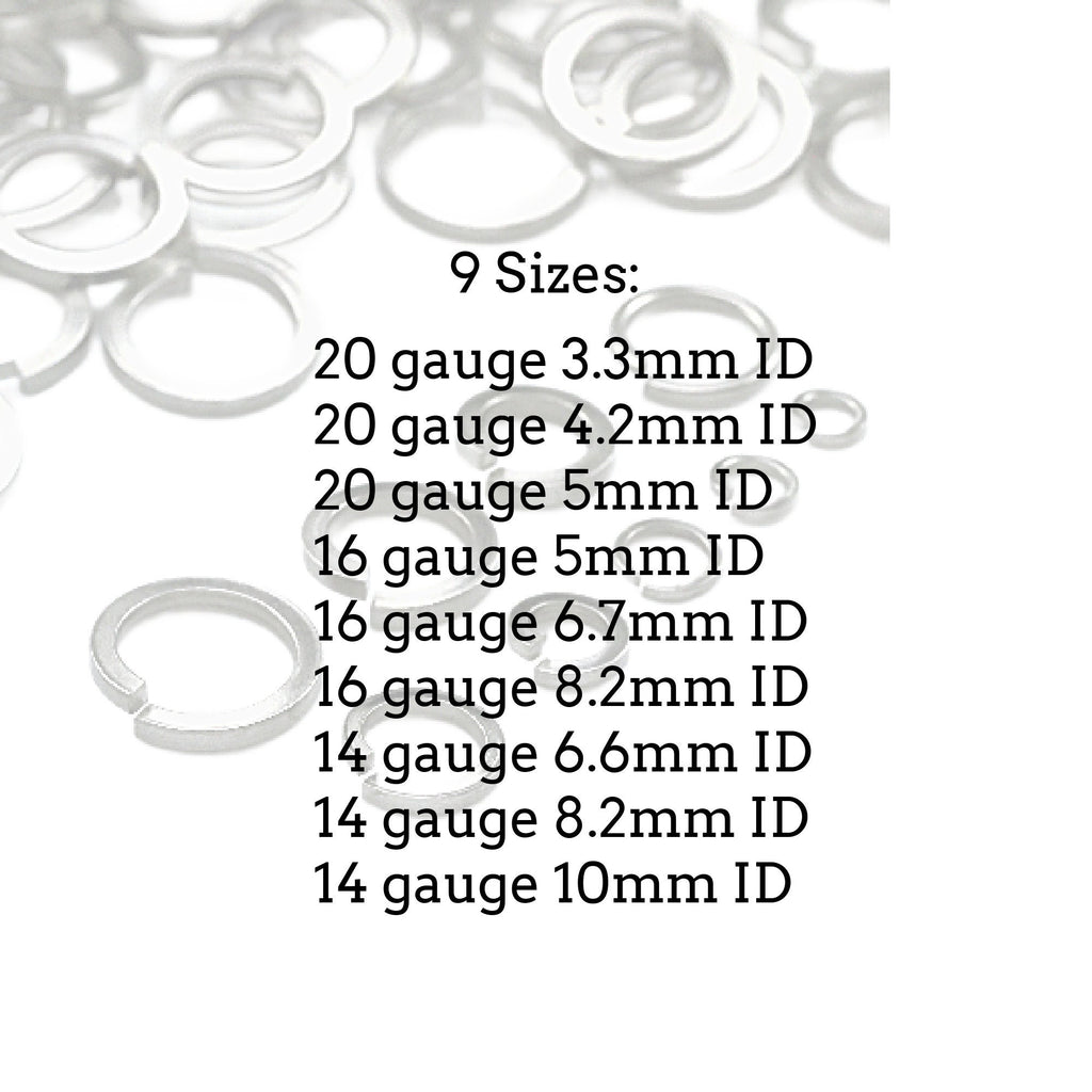 50 - Square Stainless Steel Jump Rings - 9 Sizes in 14 gauge, 16 gauge and 20 gauge - Economical Choice