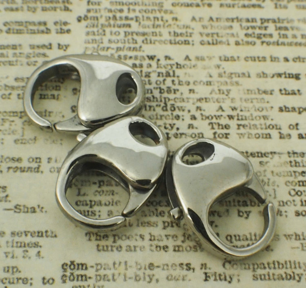 Lobster Clasp 1 Medium Stainless Steel Unique Oval Style - Sturdy and Shiny - 15mm X 11mm