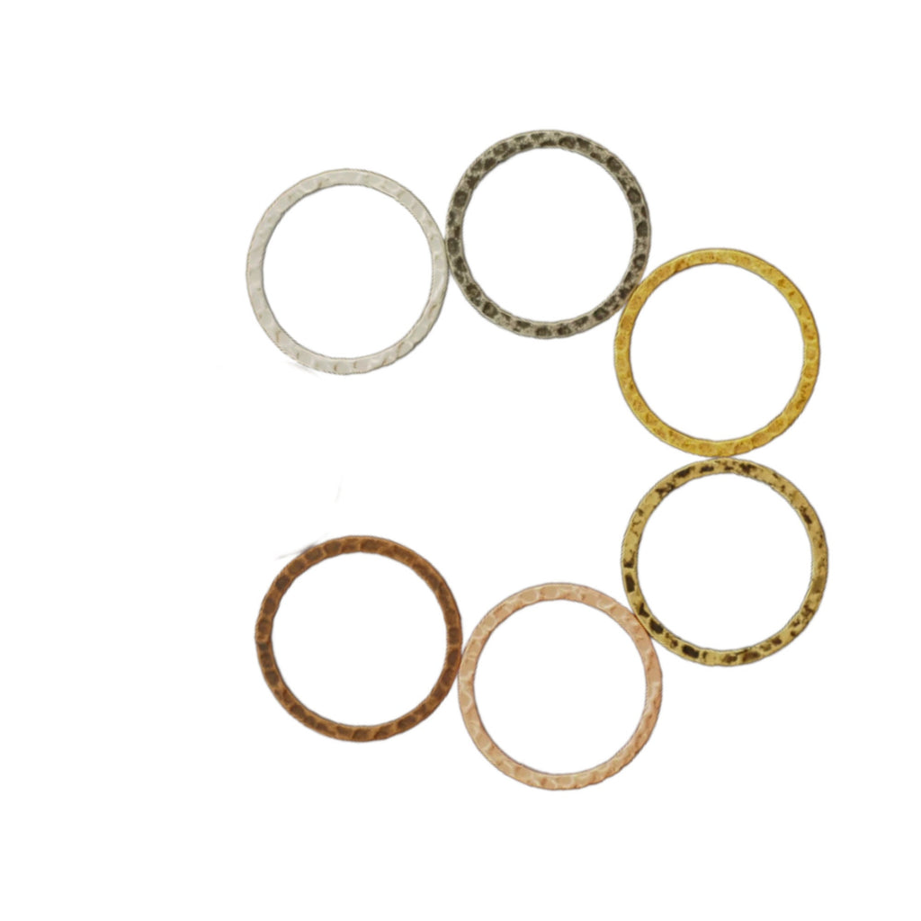 6 Hammered Round Link Components 20mm in Silver, Gold, Copper, Antique Gold, Antique Copper and Gunmetal - 100% Guarantee
