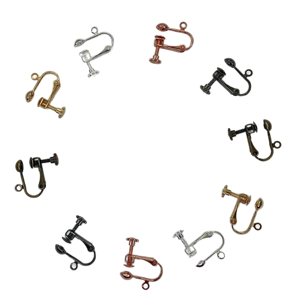 5 Pairs Clip On Earring Findings with Adjustable Screwback - Silver Plate, Gold Plate, Copper, Antique Gold, Gunmetal - These are the Best