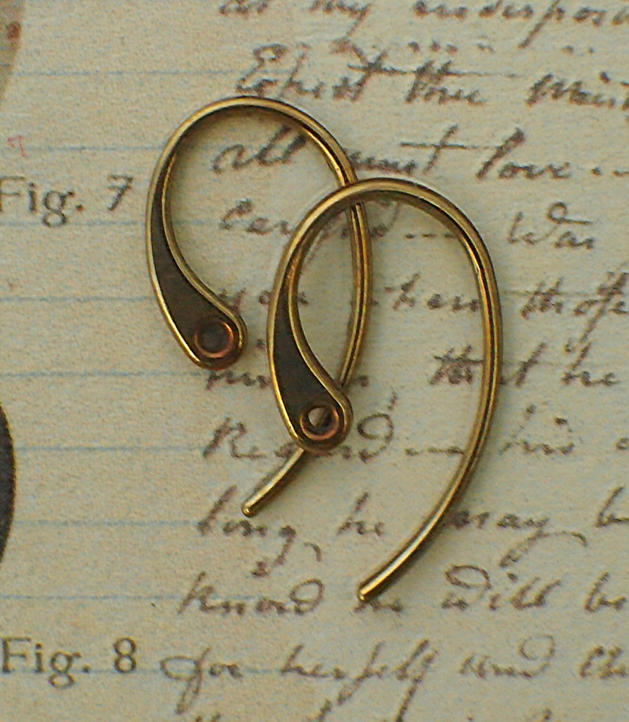 5 Pairs of Solid Bronze or Copper Stunning Ear Wires - 20 gauge - 18mm X 10mm - Made in the USA