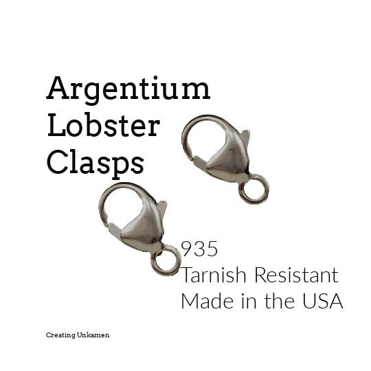 1 Argentium Sterling Silver Lobster Clasp - Teardrop Style - 9mm X 5mm - Non Tarnish - 100% Guarantee