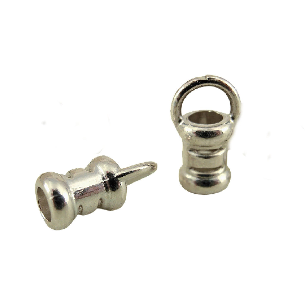 One Set of 2 Sterling Silver Cord Crimp Ends - 1mm, 1.5mm, 2mm, 2.5mm or 3mm - Made in the USA - Antique, Black or Bright Finish