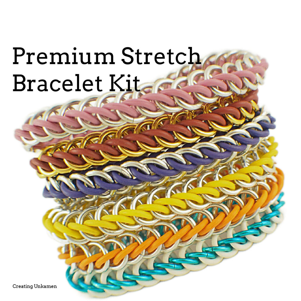 Premium Half Persian 3-1 Stretch Chainmaille Bracelet Kit - Rubber and Aluminum