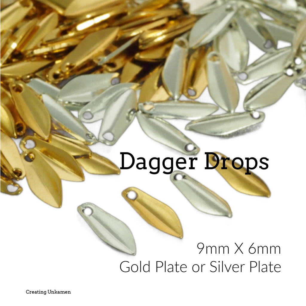 30 Dagger Drops - Teardrop Charms - 9mm x 3mm - Silver Or Gold Plated - 100% Guarantee