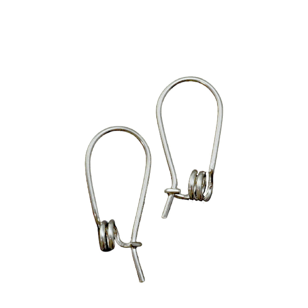 1 Pair Kidney Ear Wires Sterling Silver Double Spiral - 19 gauge in Shiny, Antique and Black