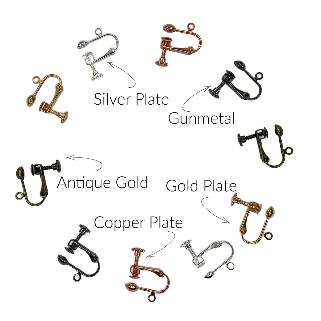 5 Pairs Clip On Earring Findings with Adjustable Screwback - Silver Plate, Gold Plate, Copper, Antique Gold, Gunmetal - These are the Best