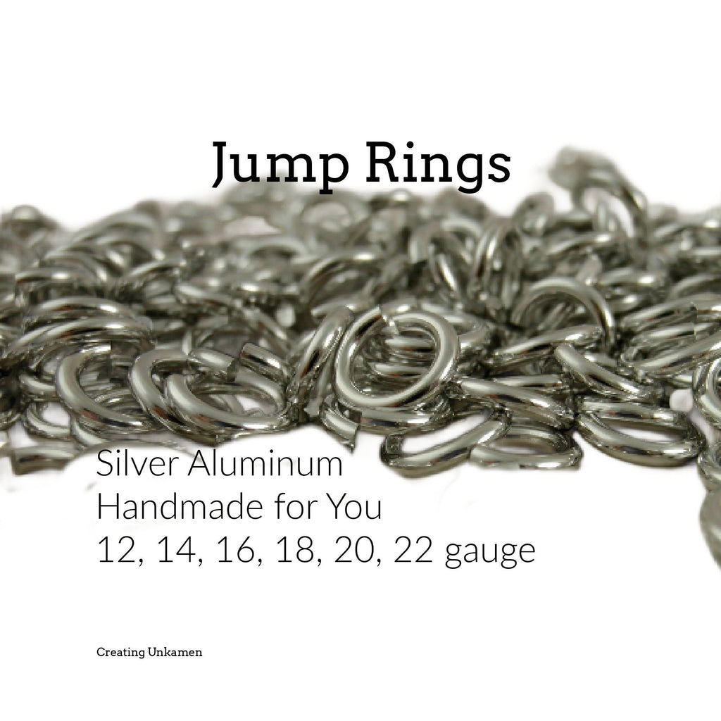 100 Jump Rings Silver Aluminum Handmade For You in 12, 14, 16, 18, 20, 22 gauge - Top Shelf