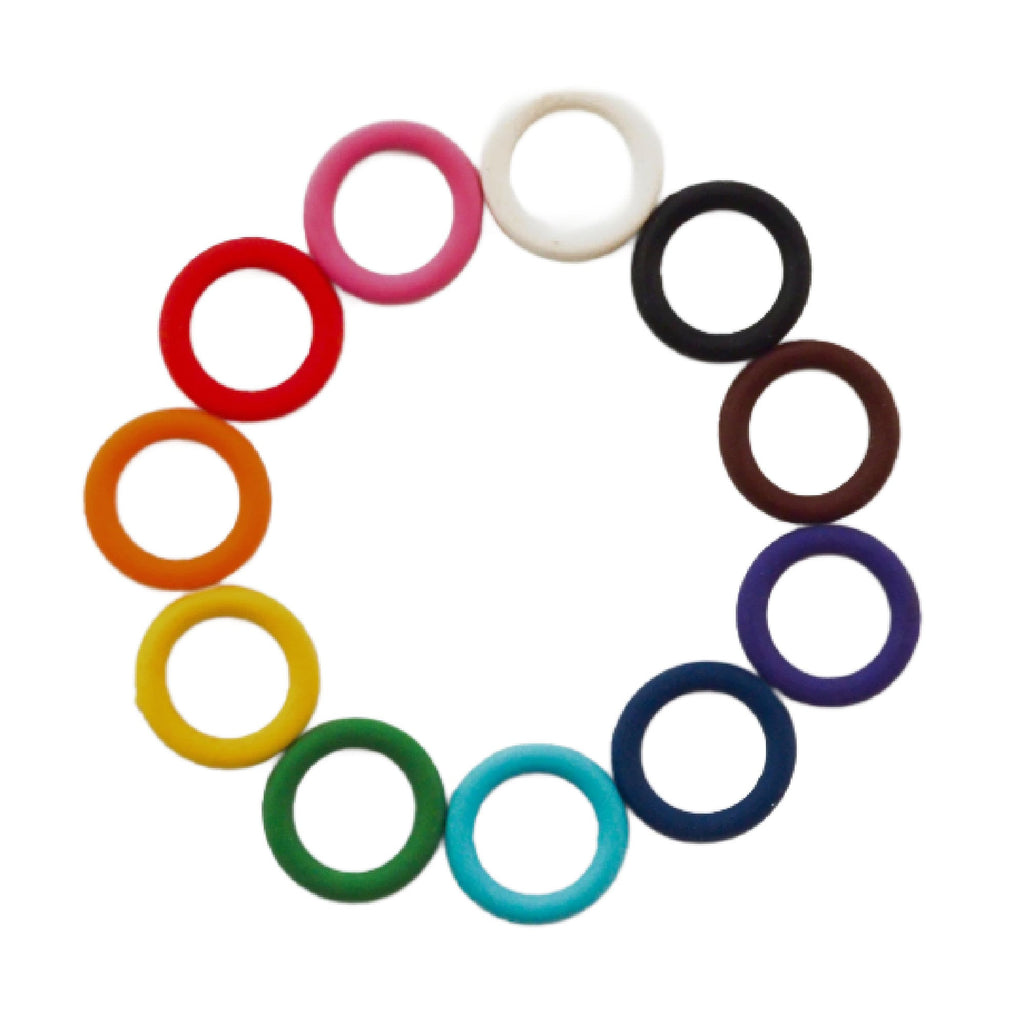 100 Silicone Rubber Jump Rings in 11 Colors - 14 gauge AWG 6.4mm ID 1/4"