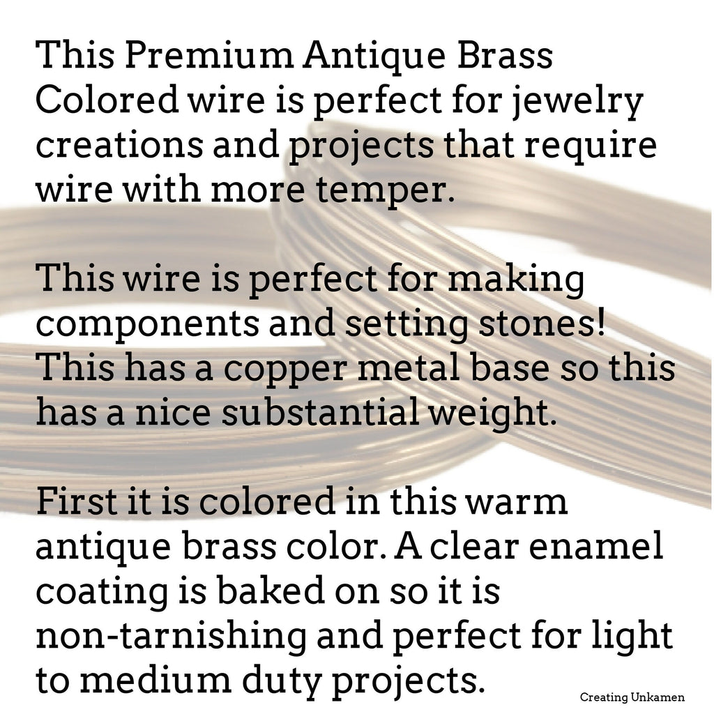Premium Antique Brass Colored Wire Half Hard Non Tarnish - You Pick Gauge 20, 22, 24, 26 - 100% Guarantee