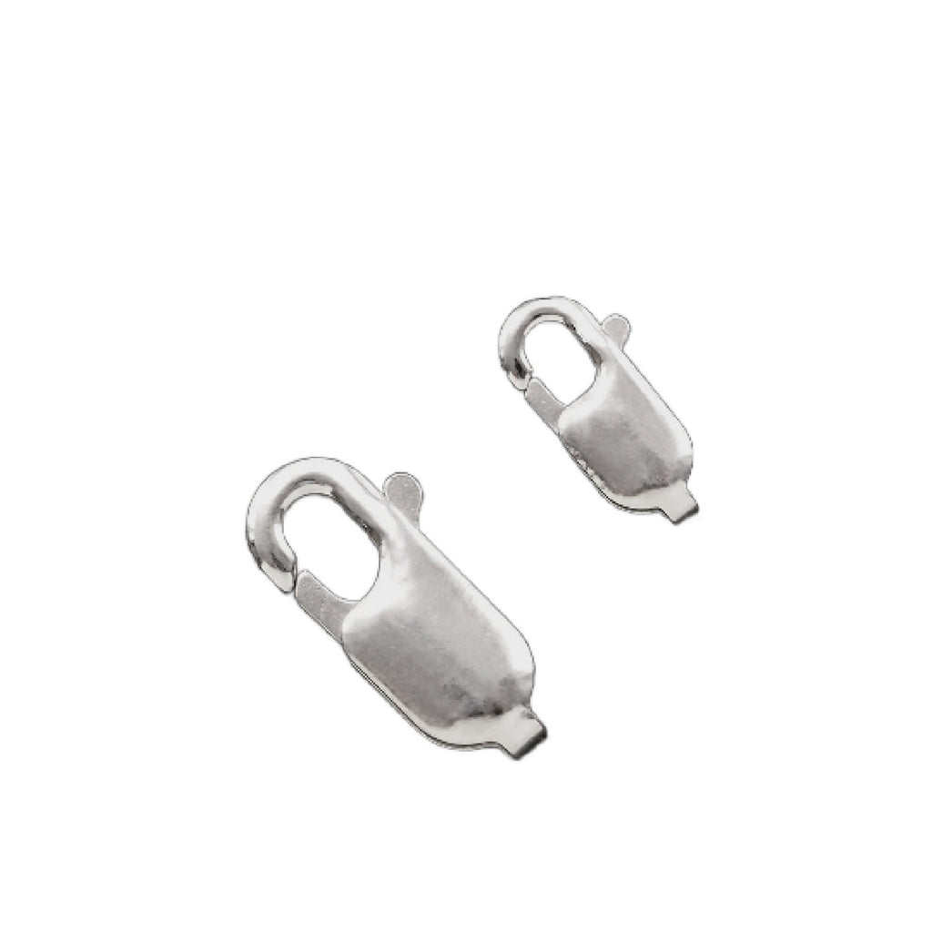 2 Argentium Sterling Silver Flat Lobster Clasps - 8mm X 3mm or 11.8mm X 5.4mm - Non Tarnish - 100% Guarantee - Made in the USA