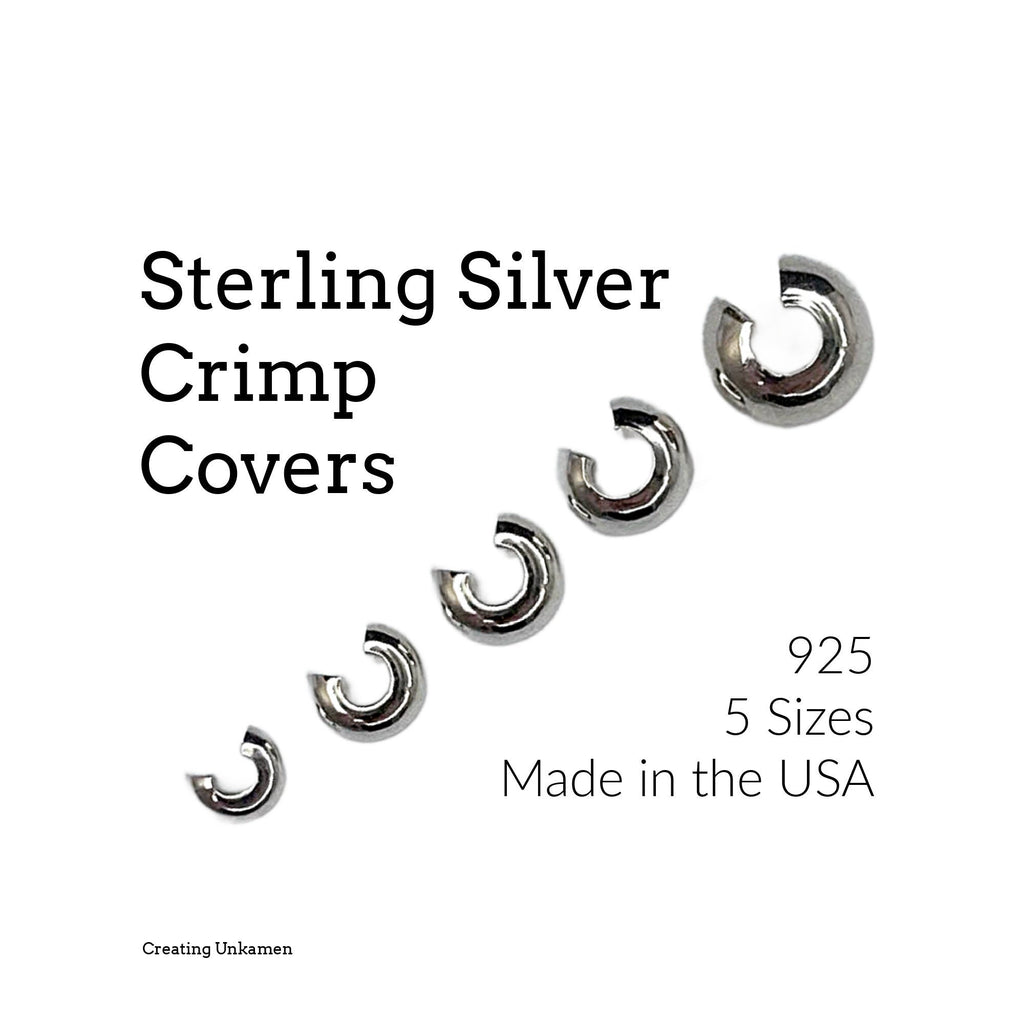 15 - Sterling Silver Crimp Covers - 2.5mm, 3mm, 3.2mm, 4mm, 5mm or Mix - Made in the USA - 100% Guarantee