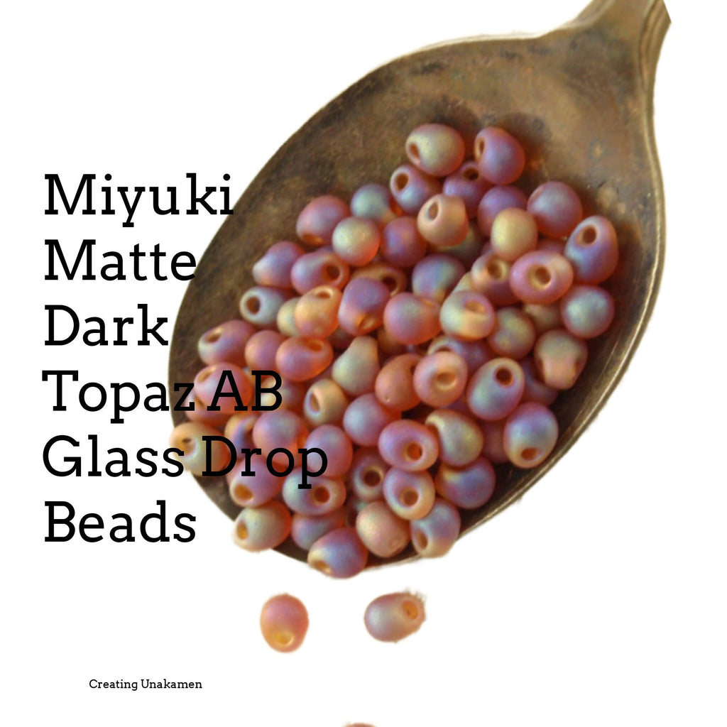 Matte Dark Topaz AB Glass Drop Beads - Perfect for Shaggy Bracelets and Earrings