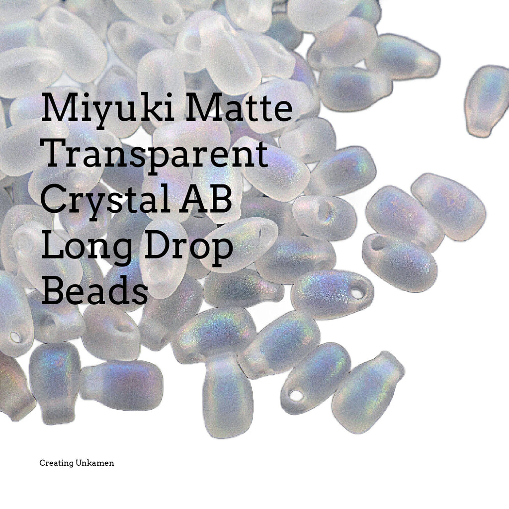 Matte Transparent Crystal AB Long Drop Beads - 3mm X 5.5mm Miyuki Glass Beads - 100% Guarantee