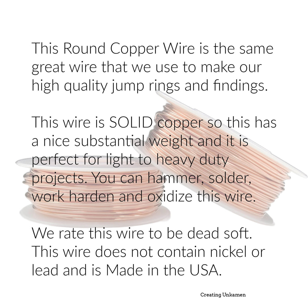 Copper Wire Solid Raw Metal Dead Soft You Pick Gauge 2, 4, 6, 8, 10, 12, 14, 15, 16, 18, 20, 21, 22, 24, 26, 28, 30, 32, 36 40