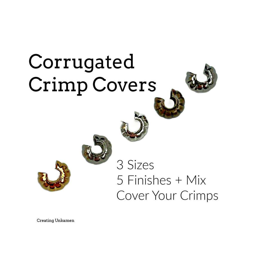 40 Corrugated Crimp Covers - Silver Plate, Gold Plate, Gunmetal, Antique Gold, Stainless Steel - Best Commercially Made
