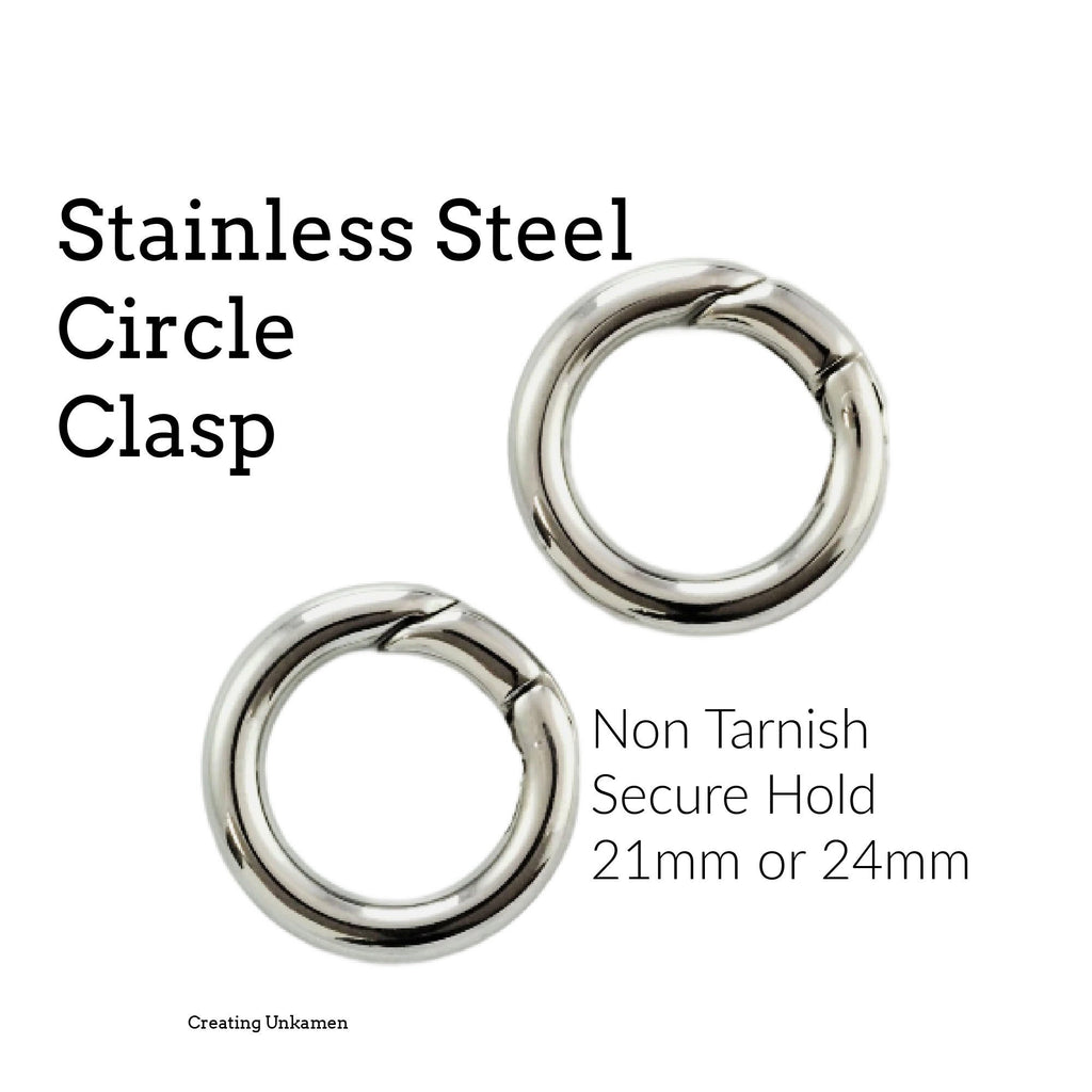 1 Stainless Steel Round Circle Clasp - 20mm or 24mm - 100% Guarantee