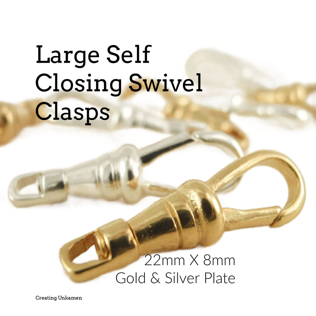 4 Large Self Closing Swivel Clasps - Triggerless - 22mm X 8mm - Silver Plated or Gold Plated - 100% Guarantee