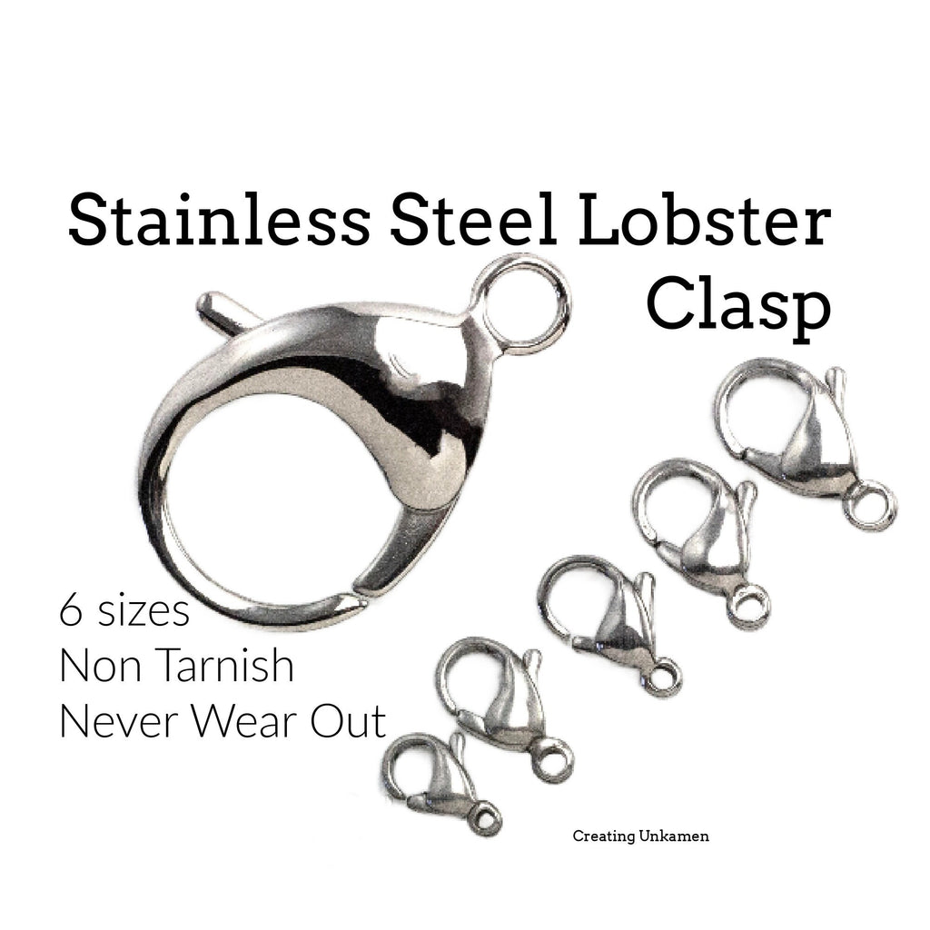 1 Stainless Steel Lobster Clasp - Teardrop Style - 9mm, 12mm, 13mm, 15mm, 17mm, 33mm 100% Guarantee