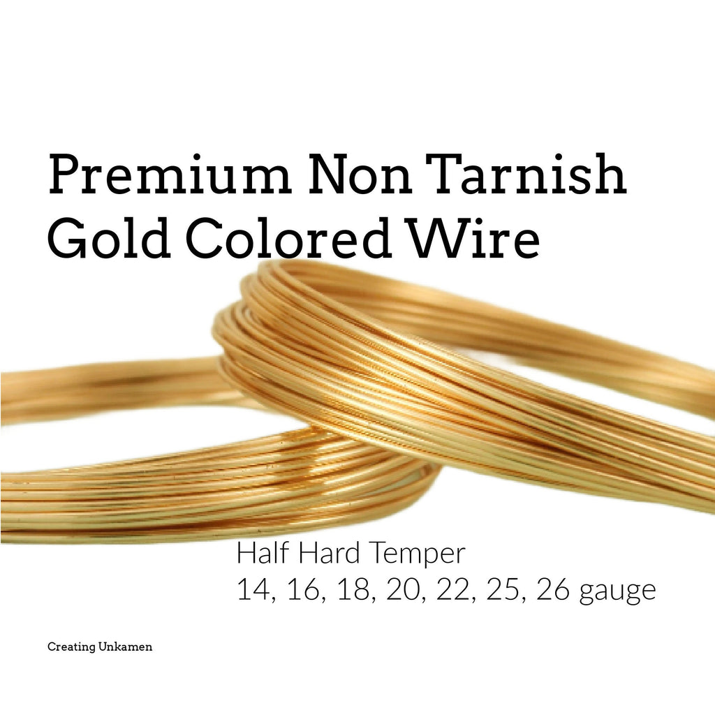 Premium Gold Colored Wire - Half Hard - Non Tarnish - 100% Guarantee - 14, 16, 18, 20, 22, 24, 26 gauge
