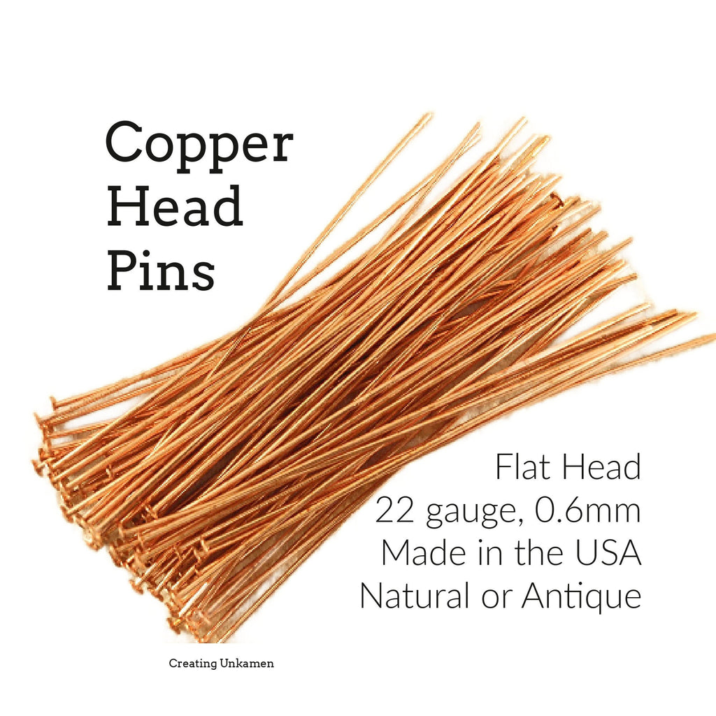 100 Solid Copper Stunning Flat Head Pins - 22 gauge - Made in the USA - Best Commercially Made - 100% Guarantee!